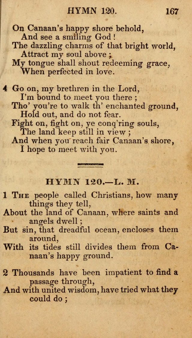 The New and Improved Camp Meeting Hymn Book; being a choice selection of hymns from the most approved authors designed to aid in the public and private devotion of Christians (4th ed. Stereotype) page 169