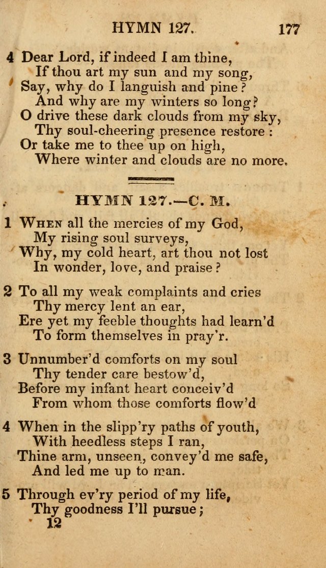 The New and Improved Camp Meeting Hymn Book; being a choice selection of hymns from the most approved authors designed to aid in the public and private devotion of Christians (4th ed. Stereotype) page 179