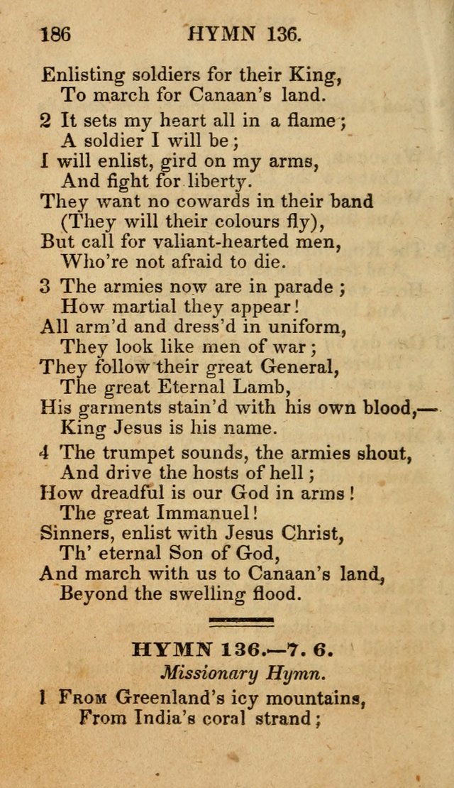 The New and Improved Camp Meeting Hymn Book; being a choice selection of hymns from the most approved authors designed to aid in the public and private devotion of Christians (4th ed. Stereotype) page 188