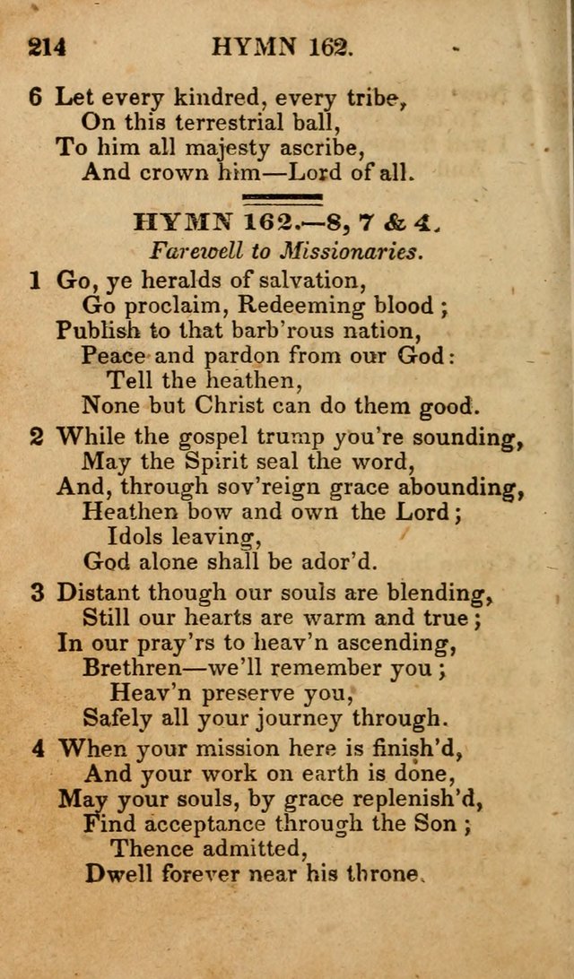 The New and Improved Camp Meeting Hymn Book; being a choice selection of hymns from the most approved authors designed to aid in the public and private devotion of Christians (4th ed. Stereotype) page 216