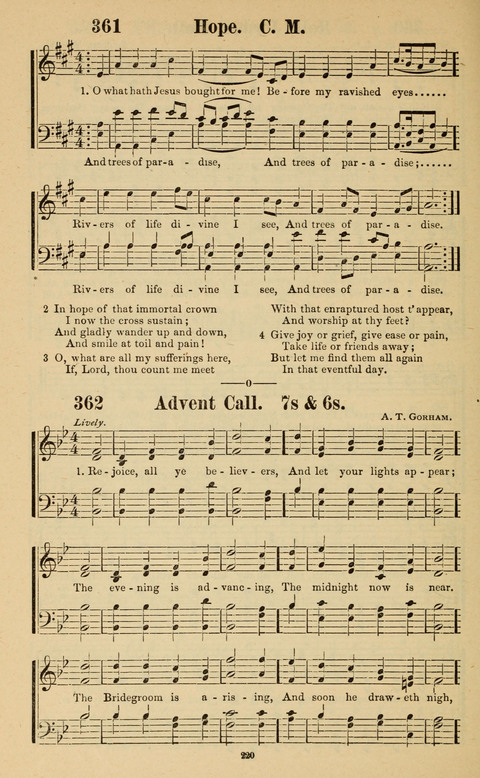 The New Jubilee Harp: or Christian hymns and song. a new collection of hymns and tunes for public and social worship page 220
