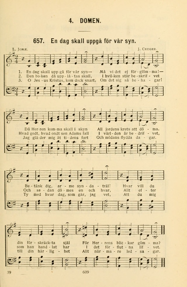 Nya Psalmisten: sånger för allmän och enskild uppbyggelse page 609
