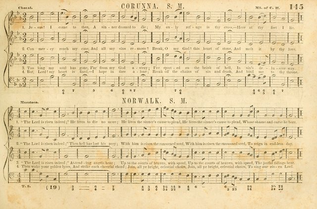 The New York Choralist: a new and copious collection of Psalm and hymn tunes adapted to all the various metres in general use with a large variety of anthems and set pieces page 145