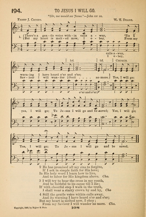 Our Glad Hosanna: for the service of Song in the Sunday School, the Social Gathering, and the Prayer Meeting page 108