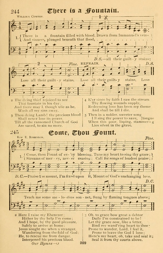 Our Hymns: compiled for use in the services of the Baptist Temple page 209