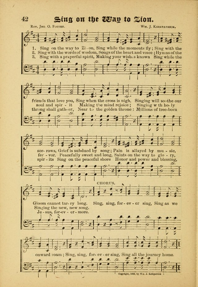 Our Praise in Song: a collection of hymns and sacred melodies, adapted for use by Sunday schools, Endeavor societies, Epworth Leagues, evangelists, pastors, choristers, etc. page 42