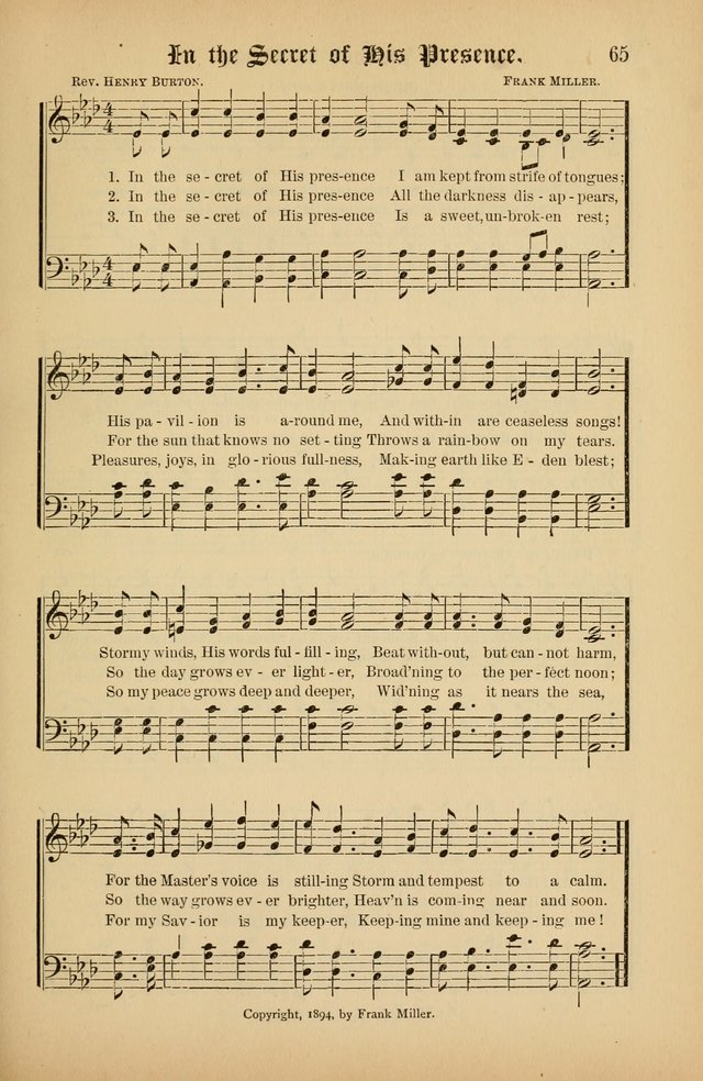 The Peacemaker: a collection of sacred songs and hymns for use in all services of the church, Sunday-school, home circle, and all kinds of evangelistic work page 65