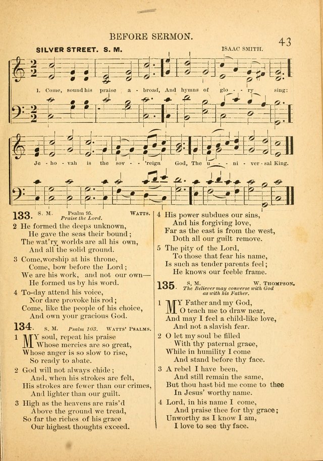 The Primitive Baptist Hymnal: a choice collection of hymns and tunes of early and late composition page 43