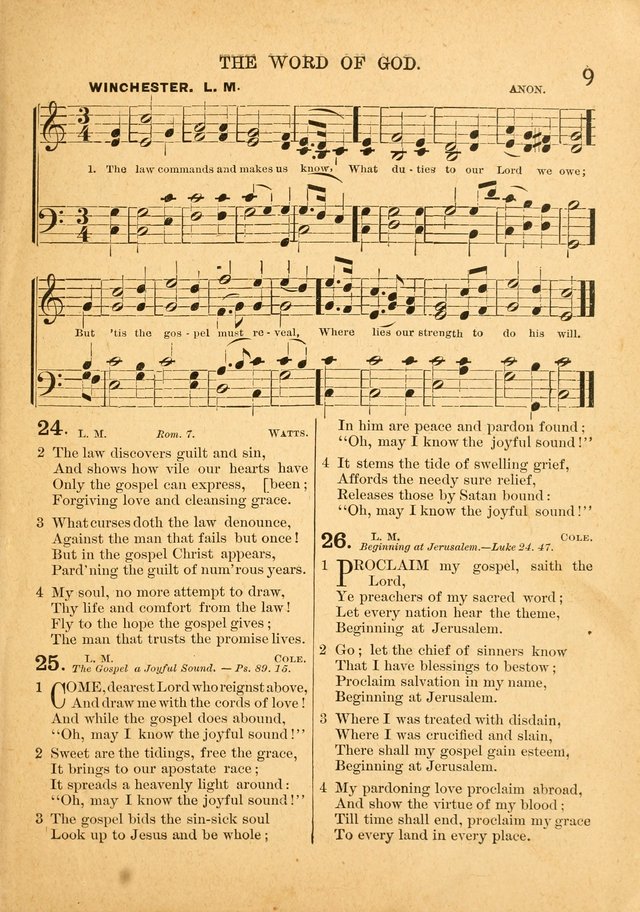 The Primitive Baptist Hymnal: a choice collection of hymns and tunes of early and late composition page 9