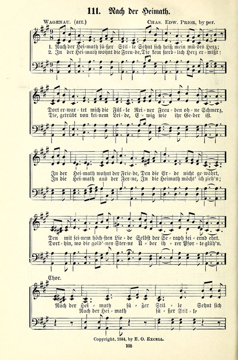 Perlen und Blüthen: Liederbuch zum Gebrauch in der Deutsch-Amerikanischen Sonntags-Schule page 106