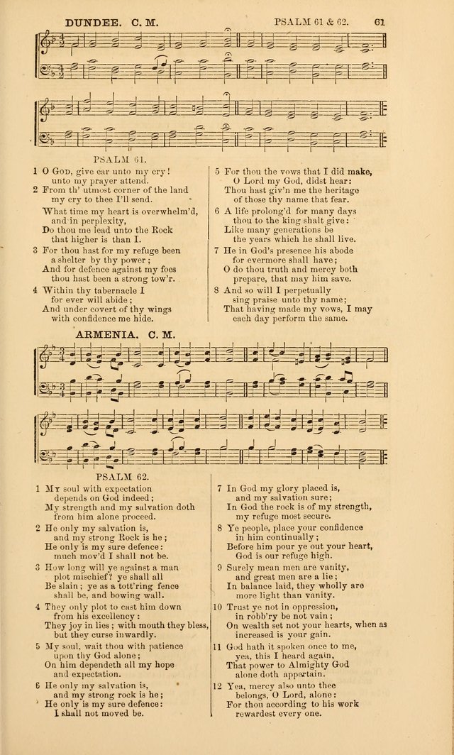 The Psalms of David: with a selection of standard music appropriately arranged according to sentiment of each Psalm or portion of Psalm (8th ed.) page 61