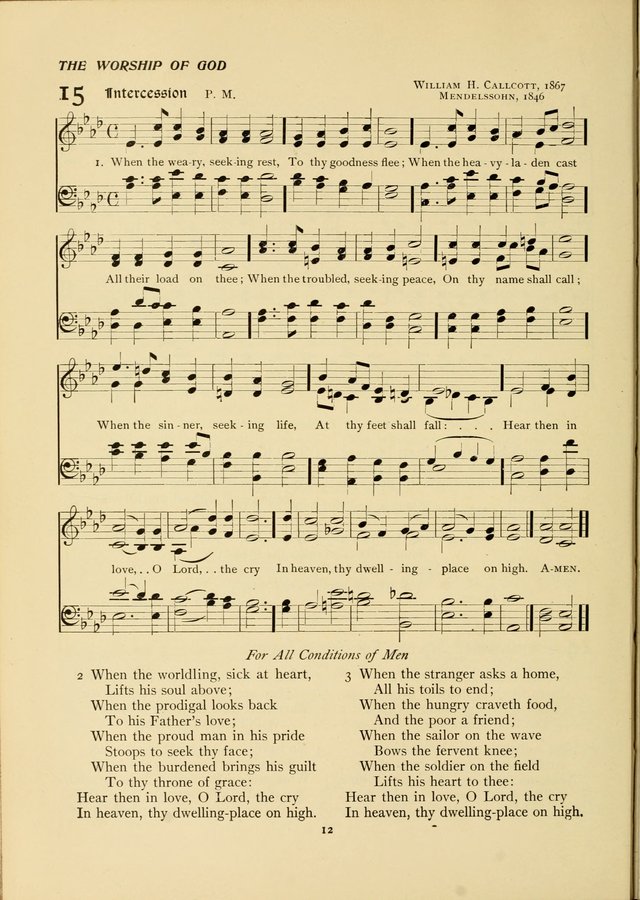 The Pilgrim Hymnal page 12