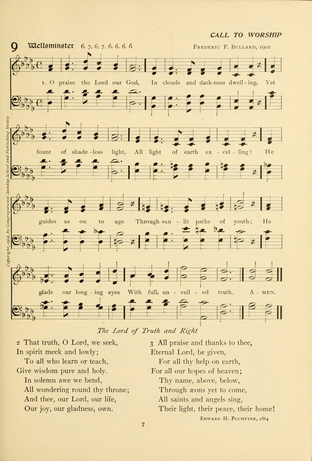 The Pilgrim Hymnal page 7