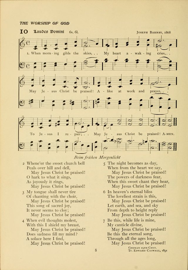 The Pilgrim Hymnal page 8