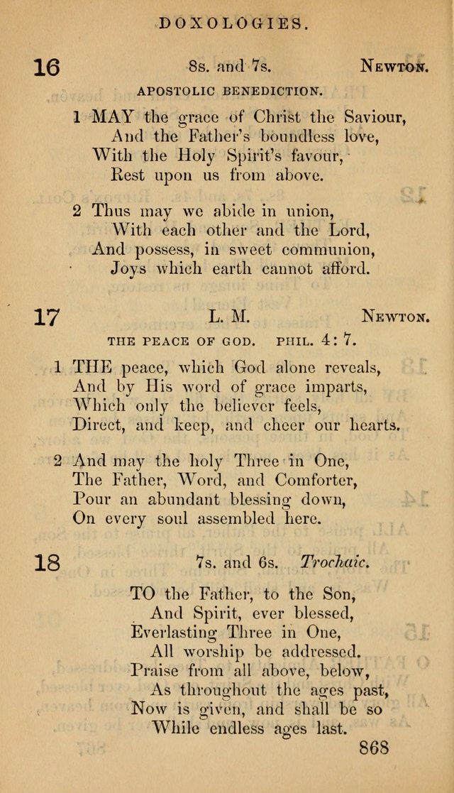The Psalms and Hymns, with the Doctrinal Standards and Liturgy of the Reformed Protestant Dutch Church in North America page 876