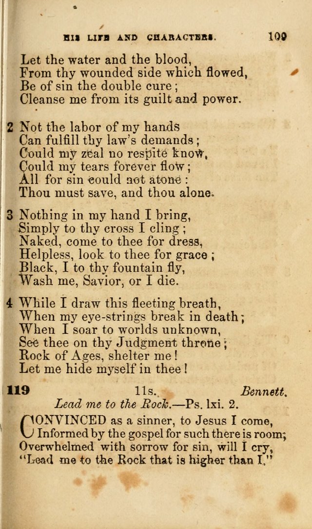 Pocket Hymns: original and selected. designed for the use of the regular Baptist church, and all who love our Lord Jesus Christ page 109