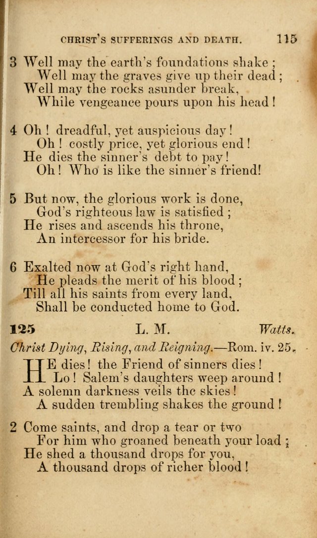 Pocket Hymns: original and selected. designed for the use of the regular Baptist church, and all who love our Lord Jesus Christ page 115