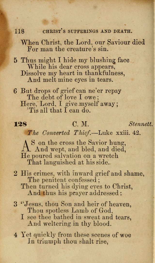Pocket Hymns: original and selected. designed for the use of the regular Baptist church, and all who love our Lord Jesus Christ page 118