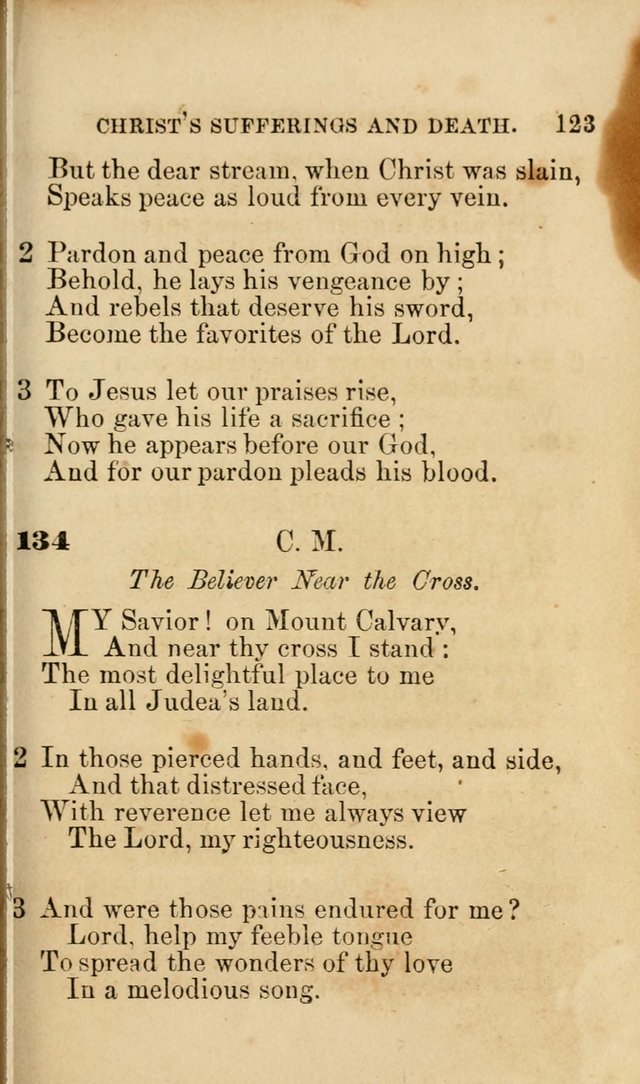 Pocket Hymns: original and selected. designed for the use of the regular Baptist church, and all who love our Lord Jesus Christ page 123