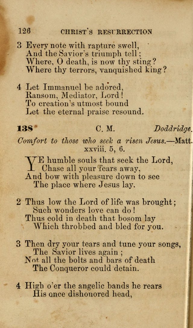 Pocket Hymns: original and selected. designed for the use of the regular Baptist church, and all who love our Lord Jesus Christ page 126