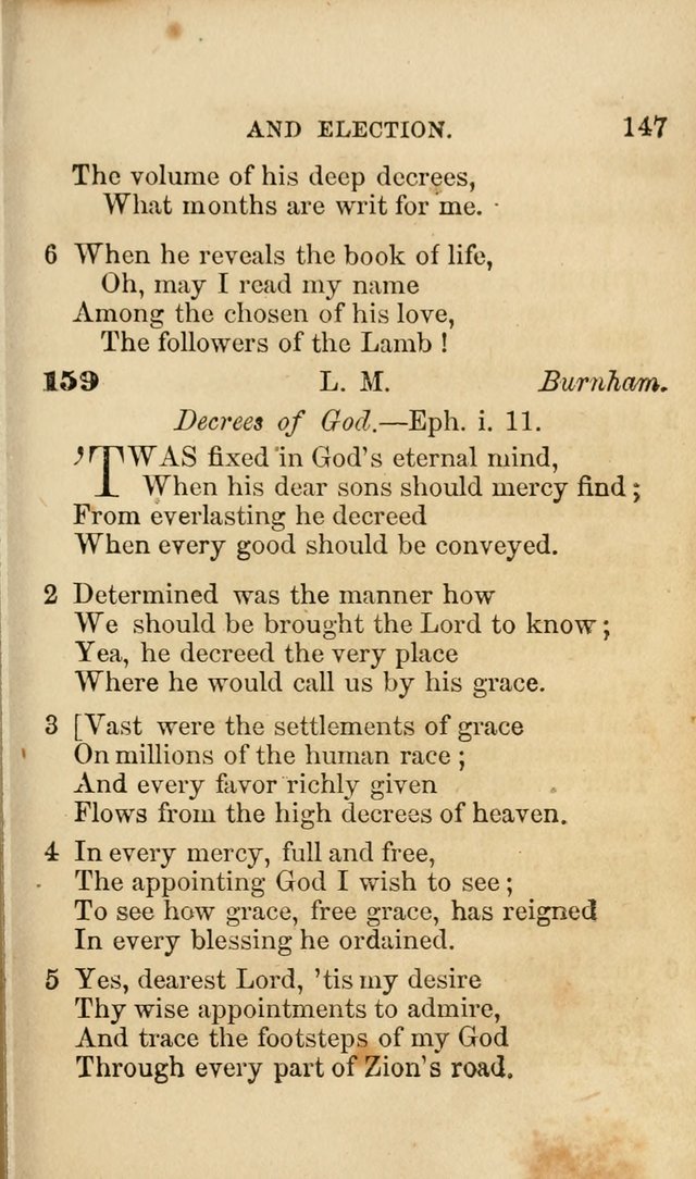 Pocket Hymns: original and selected. designed for the use of the regular Baptist church, and all who love our Lord Jesus Christ page 147