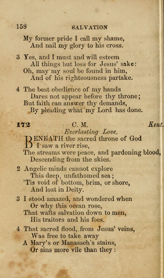 Pocket Hymns: original and selected. designed for the use of the regular Baptist church, and all who love our Lord Jesus Christ page 158