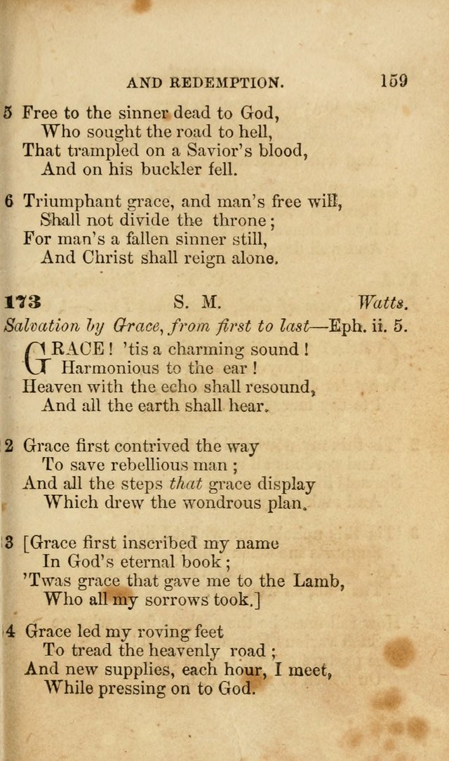 Pocket Hymns: original and selected. designed for the use of the regular Baptist church, and all who love our Lord Jesus Christ page 159