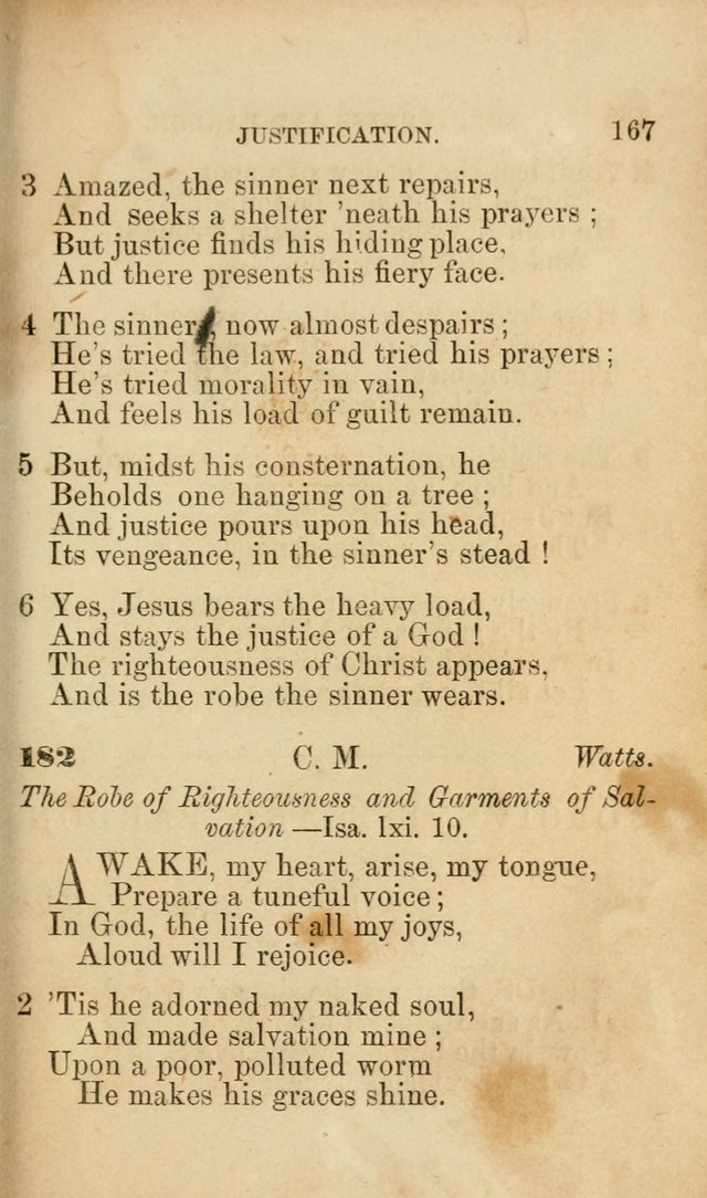 Pocket Hymns: original and selected. designed for the use of the regular Baptist church, and all who love our Lord Jesus Christ page 167