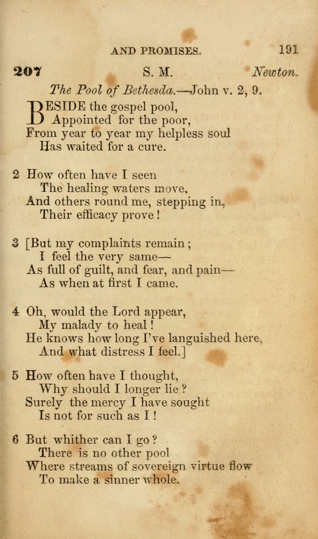 Pocket Hymns: original and selected. designed for the use of the regular Baptist church, and all who love our Lord Jesus Christ page 191
