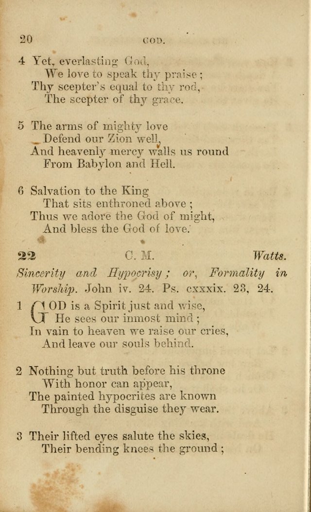 Pocket Hymns: original and selected. designed for the use of the regular Baptist church, and all who love our Lord Jesus Christ page 20