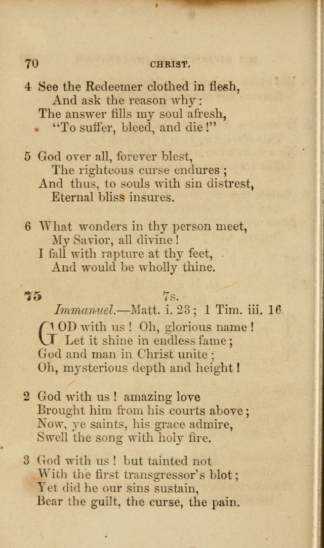 Pocket Hymns: original and selected. designed for the use of the regular Baptist church, and all who love our Lord Jesus Christ page 70