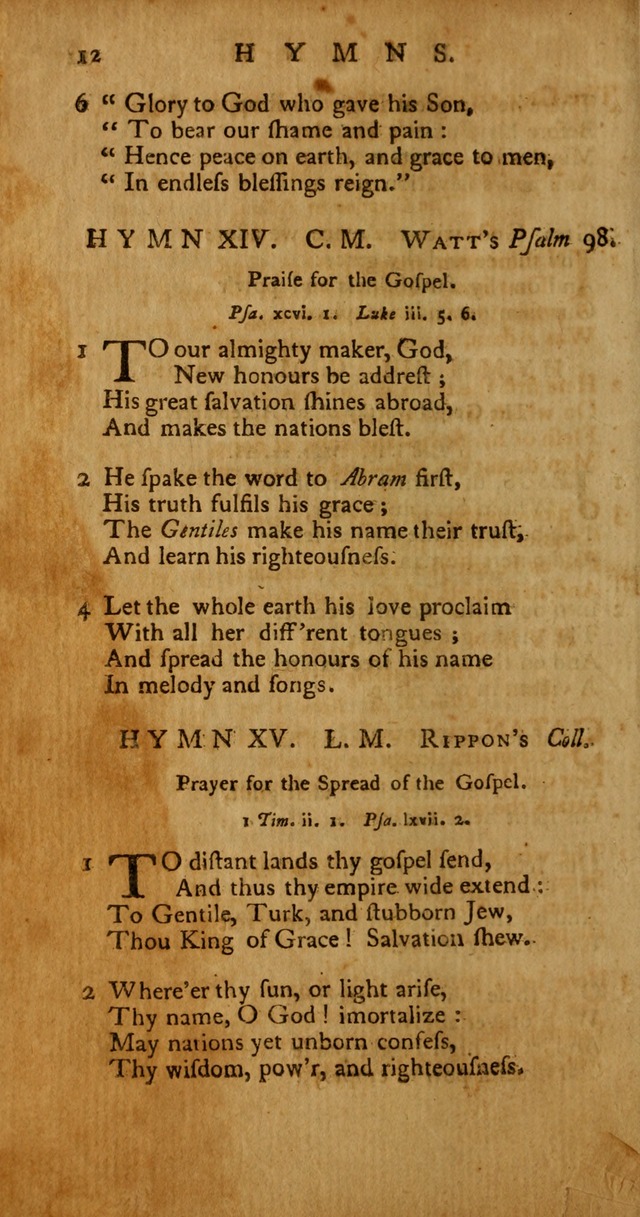 Psalms, Hymns and Spiritual Songs: selected and original, designed for the use of the Church Universal in public and private devotion page 12
