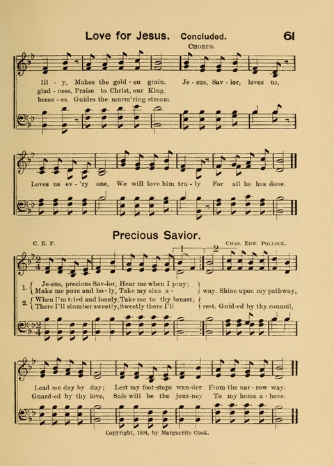 Primary Songs No. 2: for the primary class in the sabbath school and for use in the home, the kindergarten and day school page 61