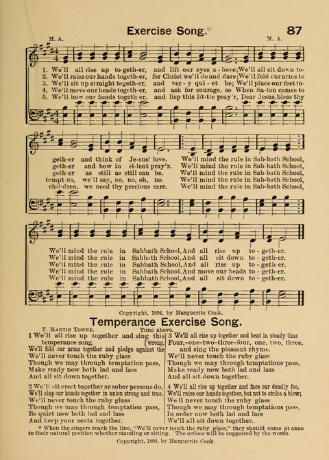 Primary Songs No. 2: for the primary class in the sabbath school and for use in the home, the kindergarten and day school page 87