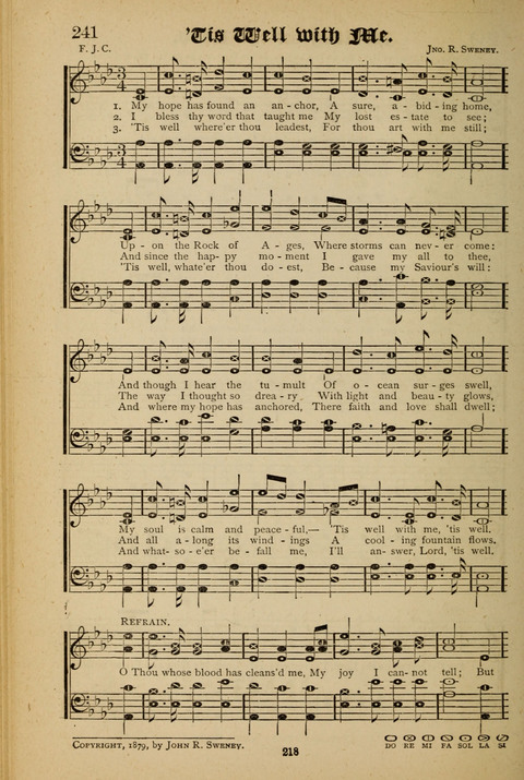 The Quartet: Four Complete Works in One Volume (Songs of Redeeming Love, The Ark of Praise, the Quiver of Sacred Song, and the Hymns of the Heart with Solos) page 216