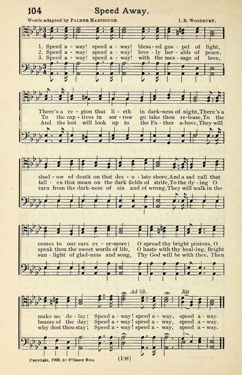Quartets and Choruses for Men: A Collection of New and Old Gospel Songs to which is added Patriotic, Prohibition and Entertainment Songs page 106