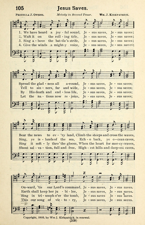 Quartets and Choruses for Men: A Collection of New and Old Gospel Songs to which is added Patriotic, Prohibition and Entertainment Songs page 107