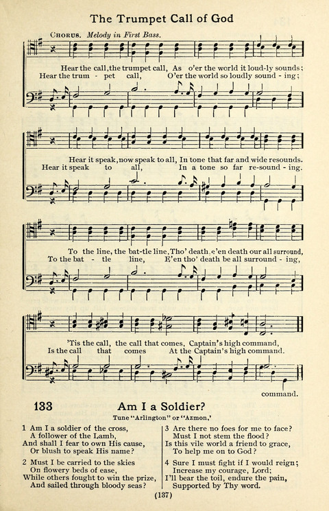 Quartets and Choruses for Men: A Collection of New and Old Gospel Songs to which is added Patriotic, Prohibition and Entertainment Songs page 135
