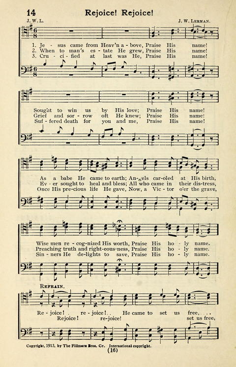 Quartets and Choruses for Men: A Collection of New and Old Gospel Songs to which is added Patriotic, Prohibition and Entertainment Songs page 14