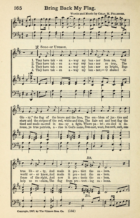Quartets and Choruses for Men: A Collection of New and Old Gospel Songs to which is added Patriotic, Prohibition and Entertainment Songs page 162