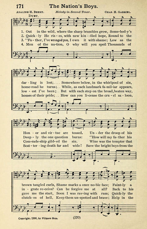 Quartets and Choruses for Men: A Collection of New and Old Gospel Songs to which is added Patriotic, Prohibition and Entertainment Songs page 168