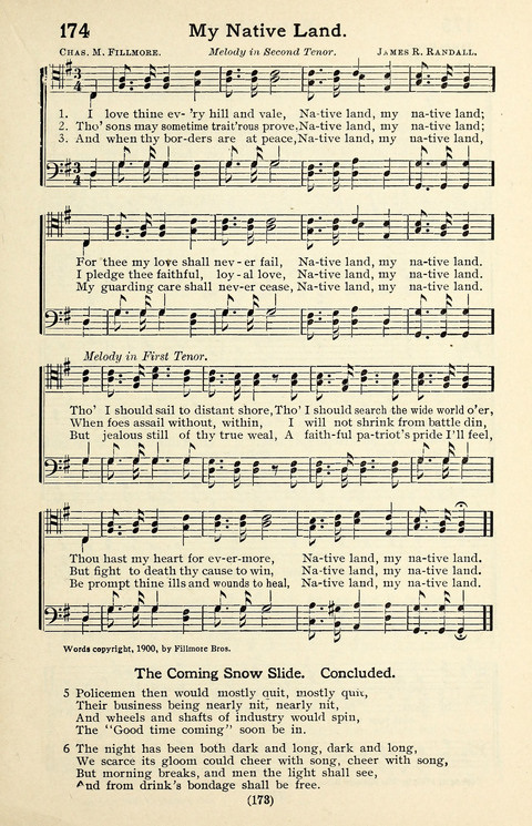 Quartets and Choruses for Men: A Collection of New and Old Gospel Songs to which is added Patriotic, Prohibition and Entertainment Songs page 171