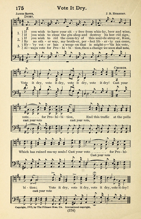 Quartets and Choruses for Men: A Collection of New and Old Gospel Songs to which is added Patriotic, Prohibition and Entertainment Songs page 172