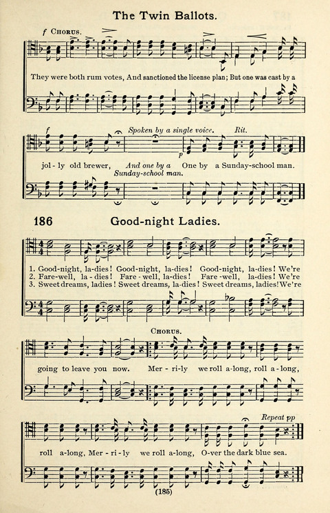 Quartets and Choruses for Men: A Collection of New and Old Gospel Songs to which is added Patriotic, Prohibition and Entertainment Songs page 183
