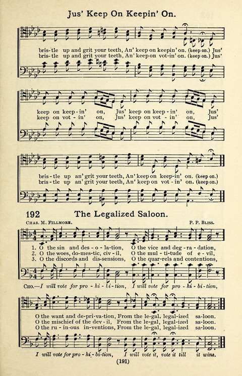 Quartets and Choruses for Men: A Collection of New and Old Gospel Songs to which is added Patriotic, Prohibition and Entertainment Songs page 189