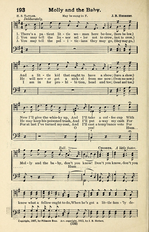 Quartets and Choruses for Men: A Collection of New and Old Gospel Songs to which is added Patriotic, Prohibition and Entertainment Songs page 190