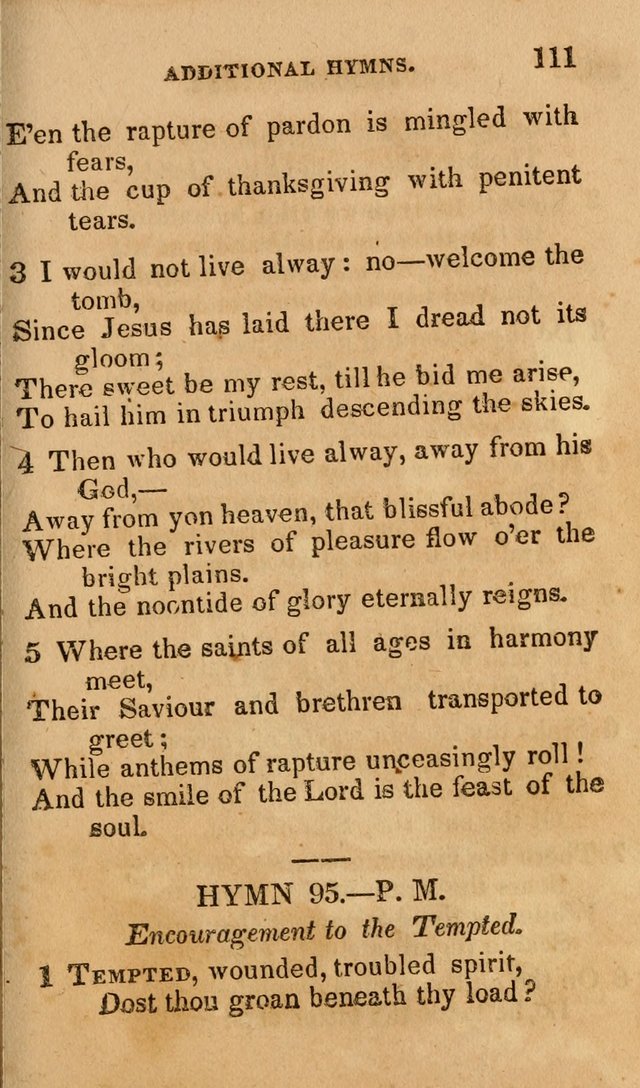 The Religious Songster: being a choice selection of hymns, adapted to the public and private devotions of Christians of all denominations: suitable to be used at missionary, temperance . . . page 115