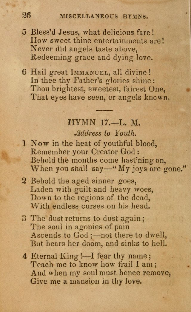 The Religious Songster: being a choice selection of hymns, adapted to the public and private devotions of Christians of all denominations: suitable to be used at missionary, temperance . . . page 26