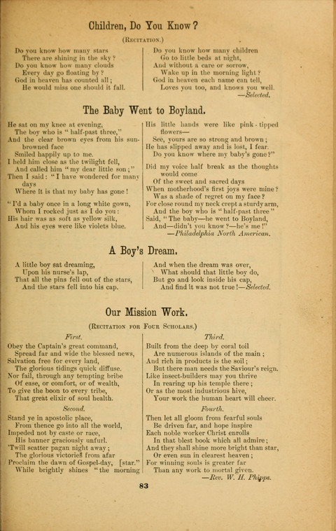 Recitations Song and Story: for Sunday and day schools, primary and intermediate Departments page 83