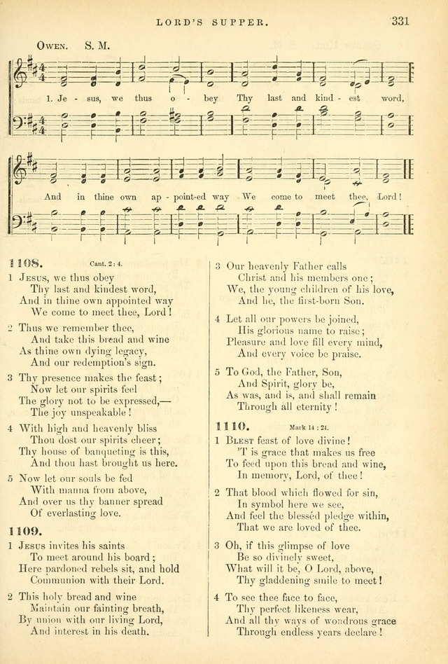 Songs for the Sanctuary, or Hymns and Tunes for Christian Worship page 331